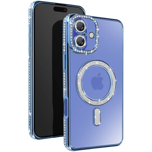 AVIZAR Diamantno ohi&scaron;je MagSafe za iPhone 16 Plus z luksuznim dizajnom, Svetlo modra, (5000189955) Cene