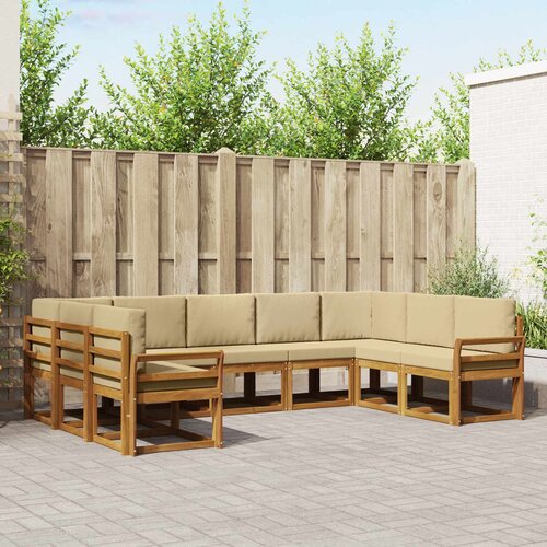  Set vanjskih sofa 9 kom. Prirodna i bež Smeđa 304 x 190,5 x 73 cm Slike
