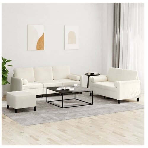 VidaXL 3-dijelni set sofa s jastucima krem bar&amp;scaron;unasti Slike