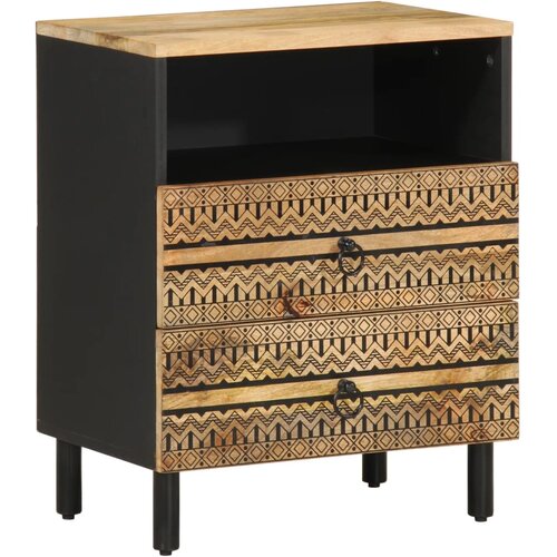 VidaXL Krevetni ormarić crni 50x33x62 cm Puno grubo drvo Mango Slike