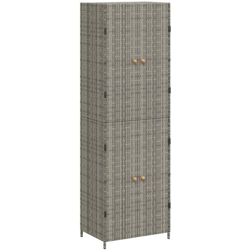  Vrtni ormarić za pohranu sivi 59 x 40 x 180 cm od poliratana Slike