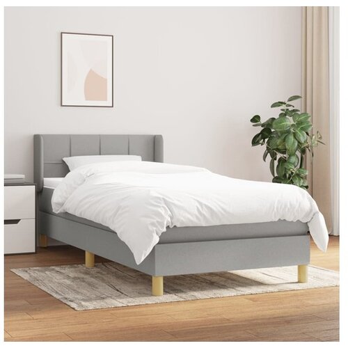  Box spring postelja z vzmetnico svetlo siva 80x200 cm blago Cene