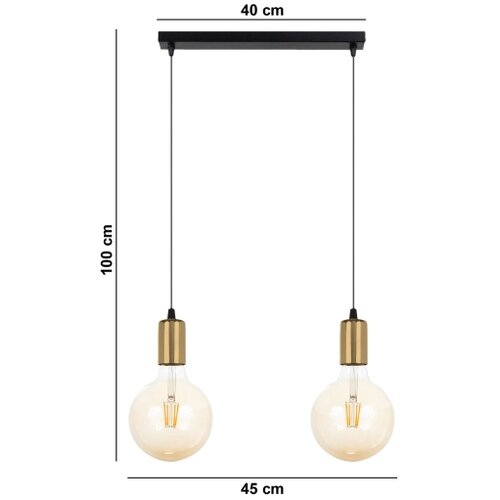  Luster na sajli MIROS 2xE27/60W/230V crna/zlatna Slike