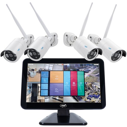 PNI kompet 4 wifi videonadzornih kamer fullhd P2P + 12″ lcd monitor, (20436080) Cene