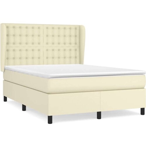  Krevet s oprugama i madracem krem 140 x 190 cm od umjetne kože Slike