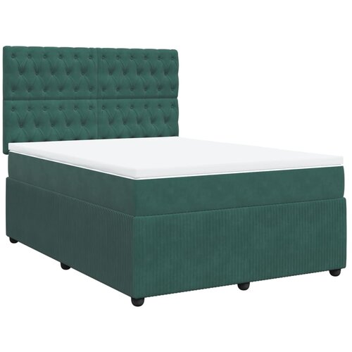 vidaXL Box spring postelja z vzmetnico temno zelena 140x200 cm žamet, (21310989) Cene