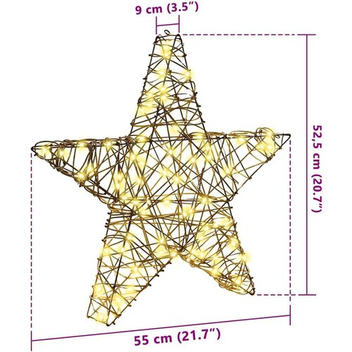  3D Zvijezda Topla bijela 55 x 52.5 x 9 cm Ratan Slike