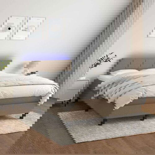  Box spring s madracem LED smeđesivi 120 x 200 cm tkanina Cene