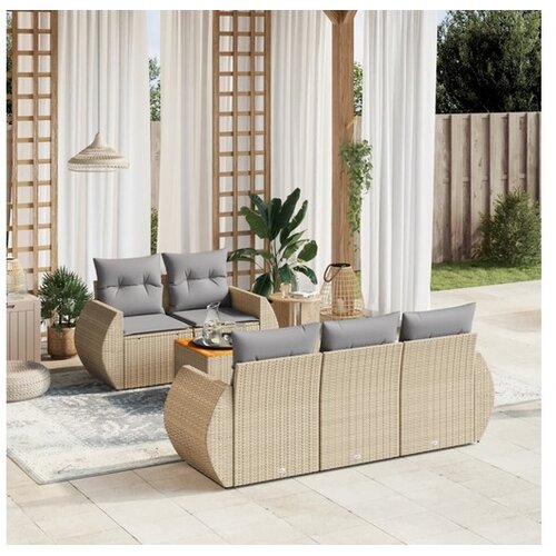 vidaXL 6-dijelni set vrtnih sofa s jastucima bež od poliratana Cijene