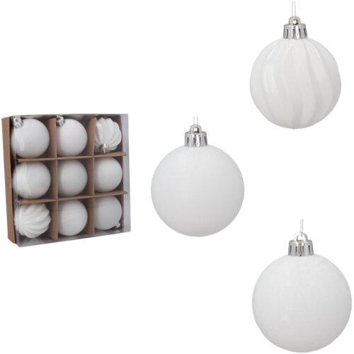 Molarem Home Set od 9 kuglica za božićno drvce - 6 cm , bijela Cijene