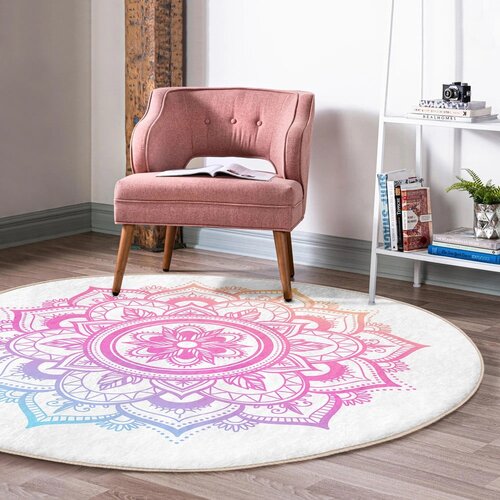 Mila Home Bela/rožnata pralna/primerna za robotski sesalnik okrogla preproga &amp;oslash; 120 cm Comfort &amp;ndash; Slike