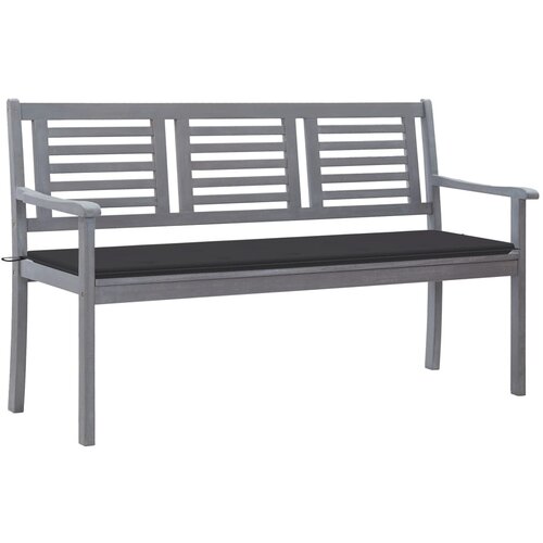 The Living Store Vrtna klop za 3 osebe z blazino 150 cm siv evkaliptusov les - Klop, (21468249) Slike