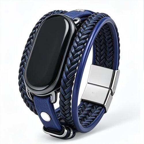 INF Pleteni magnetni pa&scaron;ček za Xiaomi Mi Band 10/9/8, sint. usnje Blue, (5000310808) Cene