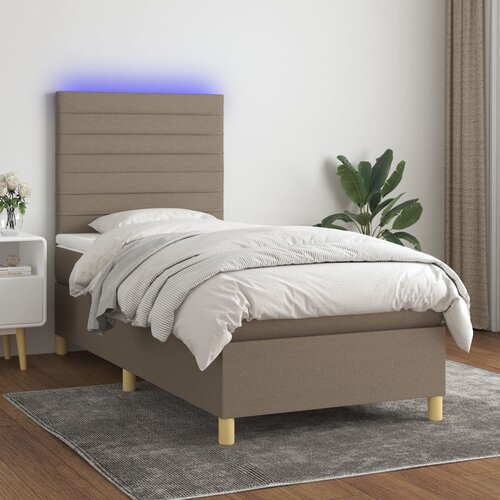  The Living Store Box spring postelja z vzmetnico LED taupe 100x200 cm blago - Box Spring Postelja, (21501626) Slike