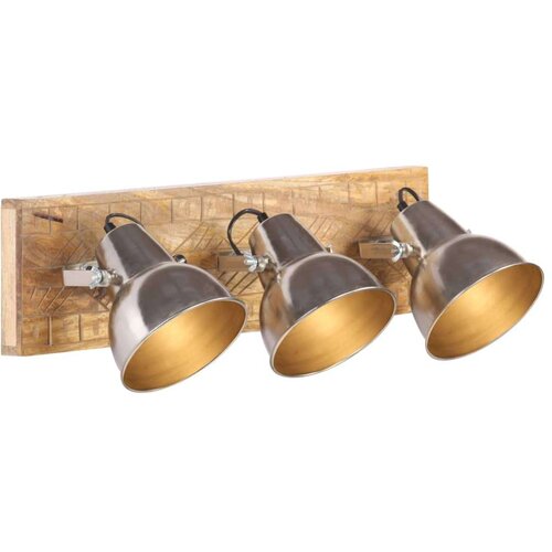  Zidna svjetiljka srebrna 70 x 23 cm E27 drvo manga Slike