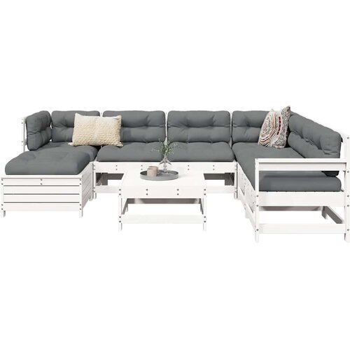  8-dijelni set vrtnih sofa bijeli od masivne borovine Cene