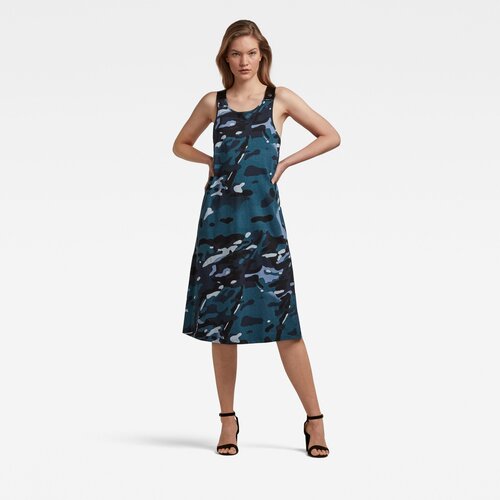 G-star Dress - A-line dungaree camo ao dress blue Slike