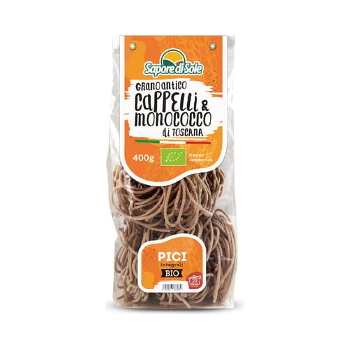 Sapore di Sole Testenine iz polnozrnate trde p&amp;scaron;enice, Grano Antico - Cappelli &amp;amp; Monococco - Pici, bio Slike