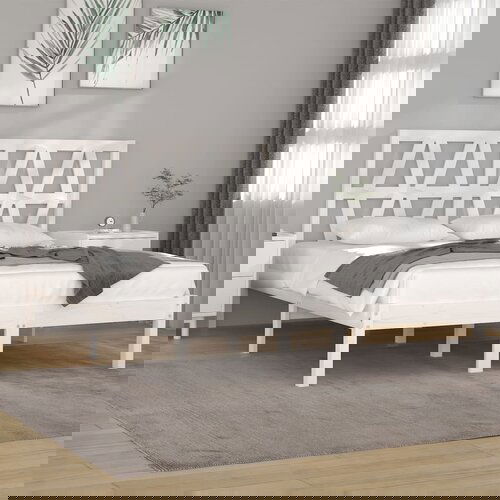 The Living Store Posteljni okvir bel iz trdne borovine 150x200 cm - Posteljni Okvir, (21526159) Slike