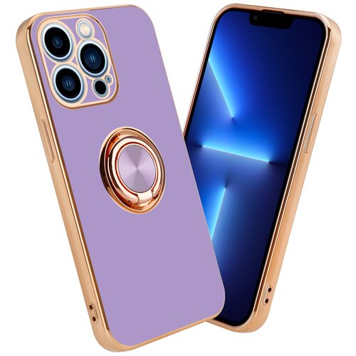 Cadorabo Ohišje, združljiv z Apple v sijajnem svetlobnem vijoličnem - Zlato z obročem - Zaščitni pokrov iz fleksibilnega silikona TPU, z zaščito pred kamero in držalom magnetnega avtomobila, (20617610) Cene