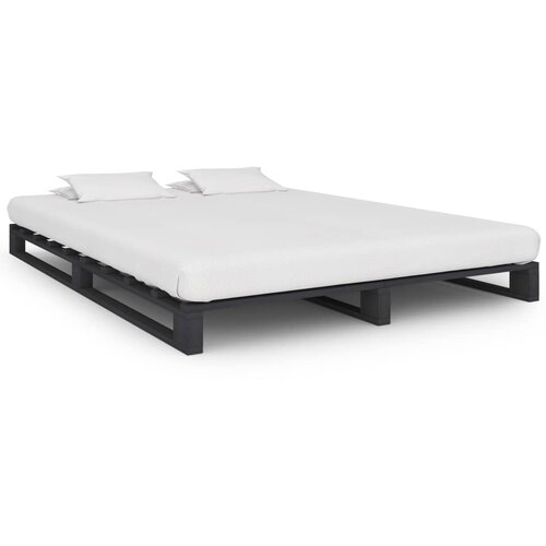 VidaXL Posteljni okvir iz palet siva trdna borovina 120x200 cm Slike