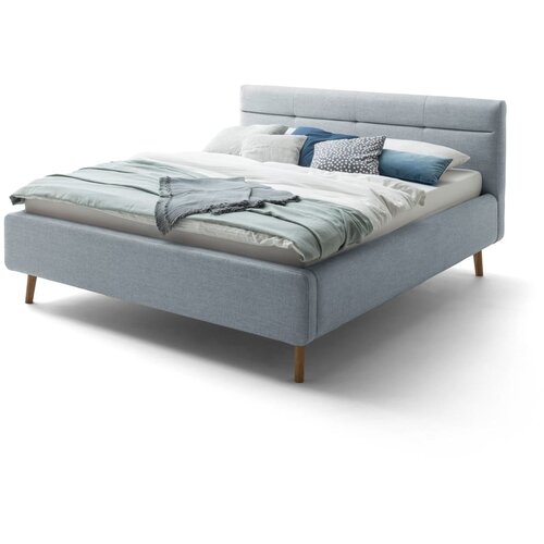 Meise Möbel Plavi tapecirani bračni krevet s prostorom za odlaganje s podnicom 180x200 cm Lotte - Cijene
