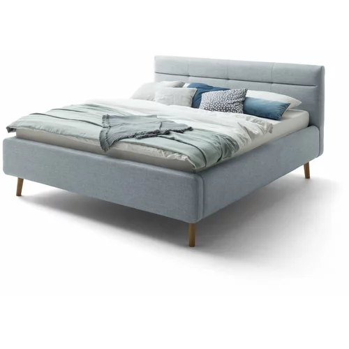 Meise Möbel Plavi tapecirani bračni krevet s prostorom za odlaganje s podnicom 180x200 cm Lotte -