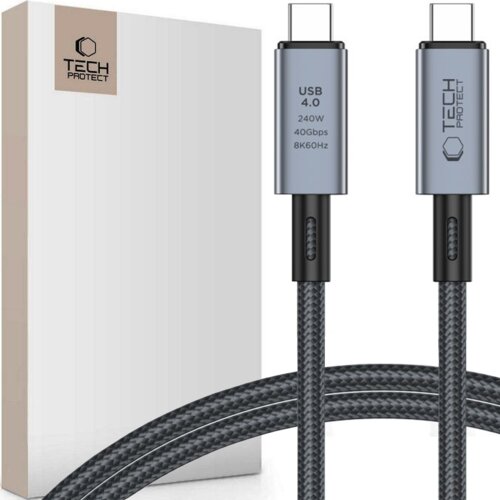 TECH-PROTECT ULTRABOOST MAX USB 4.0 8K 40GBPS TYPE-C KABEL 100CM SIVA, (21980634) Cene