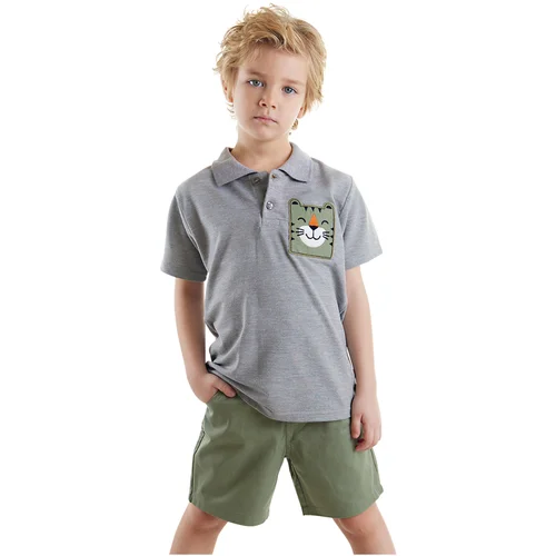 Denokids Tiger Boys Polo Neck T-shirt Shorts Set