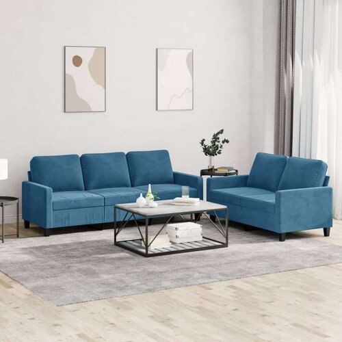  2-dijelni set sofa s jastucima plavi baršunasti Cijene
