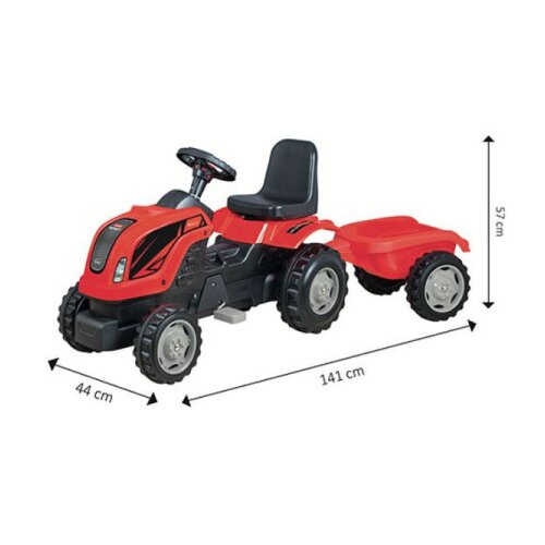 Traktor na pedale crveni sa prikolicom ( 88/10107 ) Slike