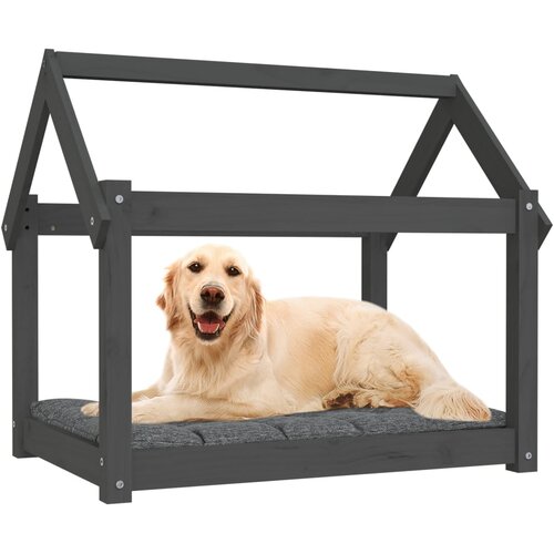  Krevet za pse sivi 81 x 60 x 70 cm od masivne borovine Slike