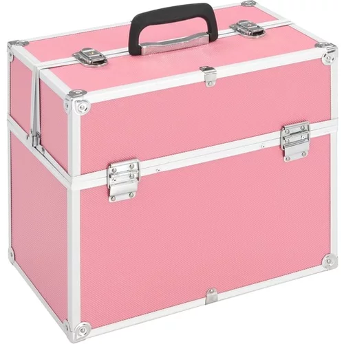  Kovček za ličila 37x24x35 cm roza aluminij