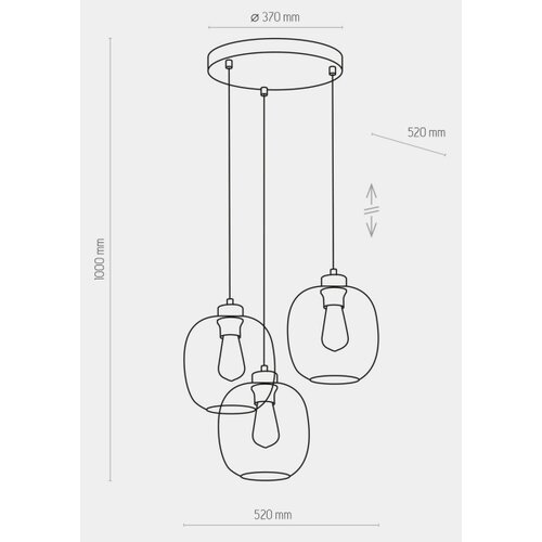  Luster na sajli ELIO 3xE27/15W/230V Slike