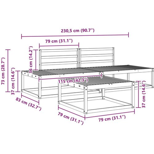  Set vanjskih sofa 3 Komad Prirodna Čvrsto drvo akacije Slike