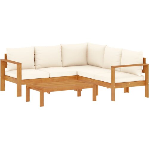  4-dijelni set vrtnih sofa s jastucima masivno bagremovo drvo Siva Slike