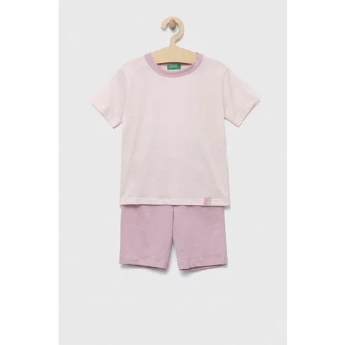United Colors Of Benetton Otroška bombažna pižama roza barva