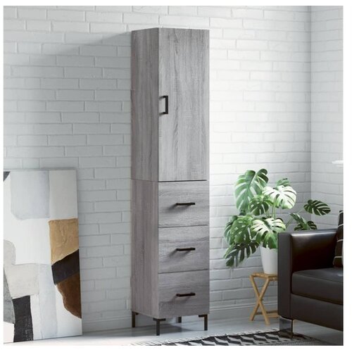 vidaXL Visoka komoda siva sonome 34 5x34x180 cm od konstruiranog drva Cijene