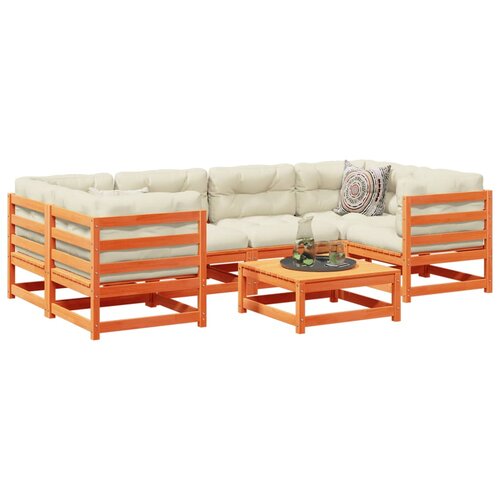vidaXL 7-dijelni set vrtnih sofa s jastucima voštano smeđi od borovine Cene