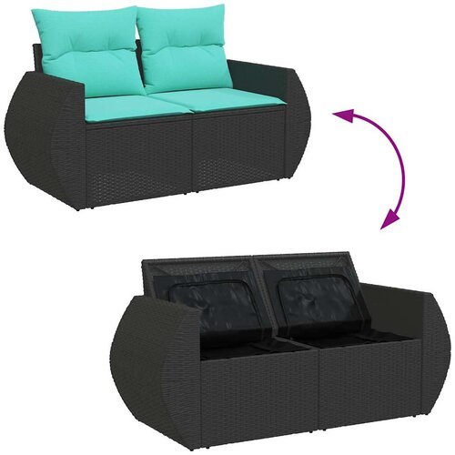  11-dijelni set vrtnih sofa poliratan i bagrem s jastucima crni Slike