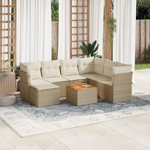 vidaXL 8-dijelni set vrtnih sofa od poliratana s jastucima bež Cijene