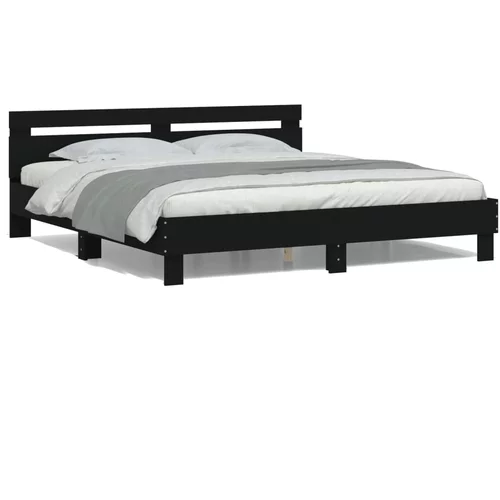 vidaXL Okvir kreveta s uzglavljem i LED crni 160 x 200 cm