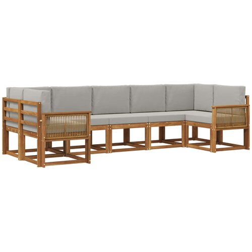 vidaXL Zunanja garnitura za sedenje 7 pcs Naravna in svetlo siva, (5000279819) Cene