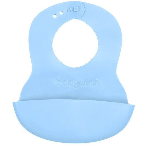 BabyOno Silikonski podbradak 6 m+, plava Slike