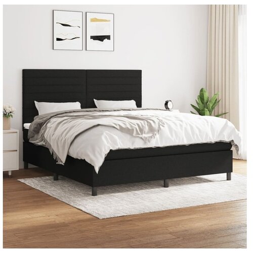 vidaXL Box spring postelja z vzmetnico črna 180x200 cm blago Cene