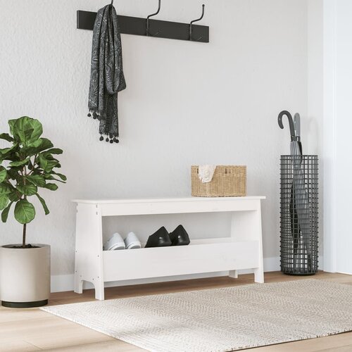 VidaXL Klupa za hodnik bijela 100 x 28 x 45 cm od masivne borovine Slike