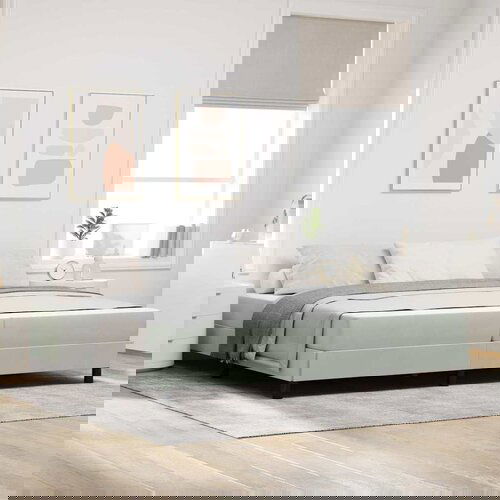 VidaXL Postelja boxspring z vzmetnico Svetlo siva 200 x 200 cm Žamet Slike