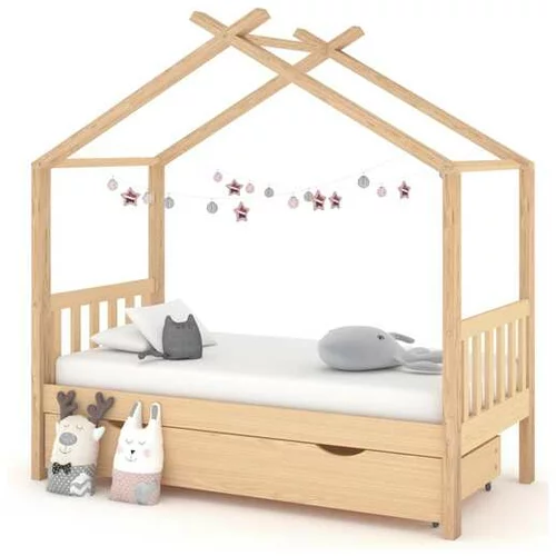  Otroški posteljni okvir s predalom trdna borovina 80x160 cm