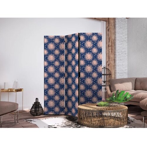  Paravan - Sunny Patterns - Repeating Sun Motif on a Navy Background 135x172 Dvostrani Slike
