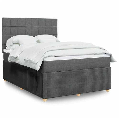 vidaXL Box spring postelja z vzmetnico temno siva 160x200 cm blago Cene